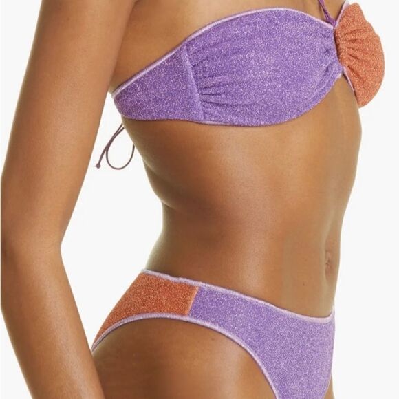 Oseree Lumiere Glitter Halter-style Bikini Set Violet Purple XL NWT - Picture 7 of 13